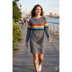 Shabby Apple Sweatshirt Dress Womens Sz 2 Rainbow Retro Modest Athleisure New